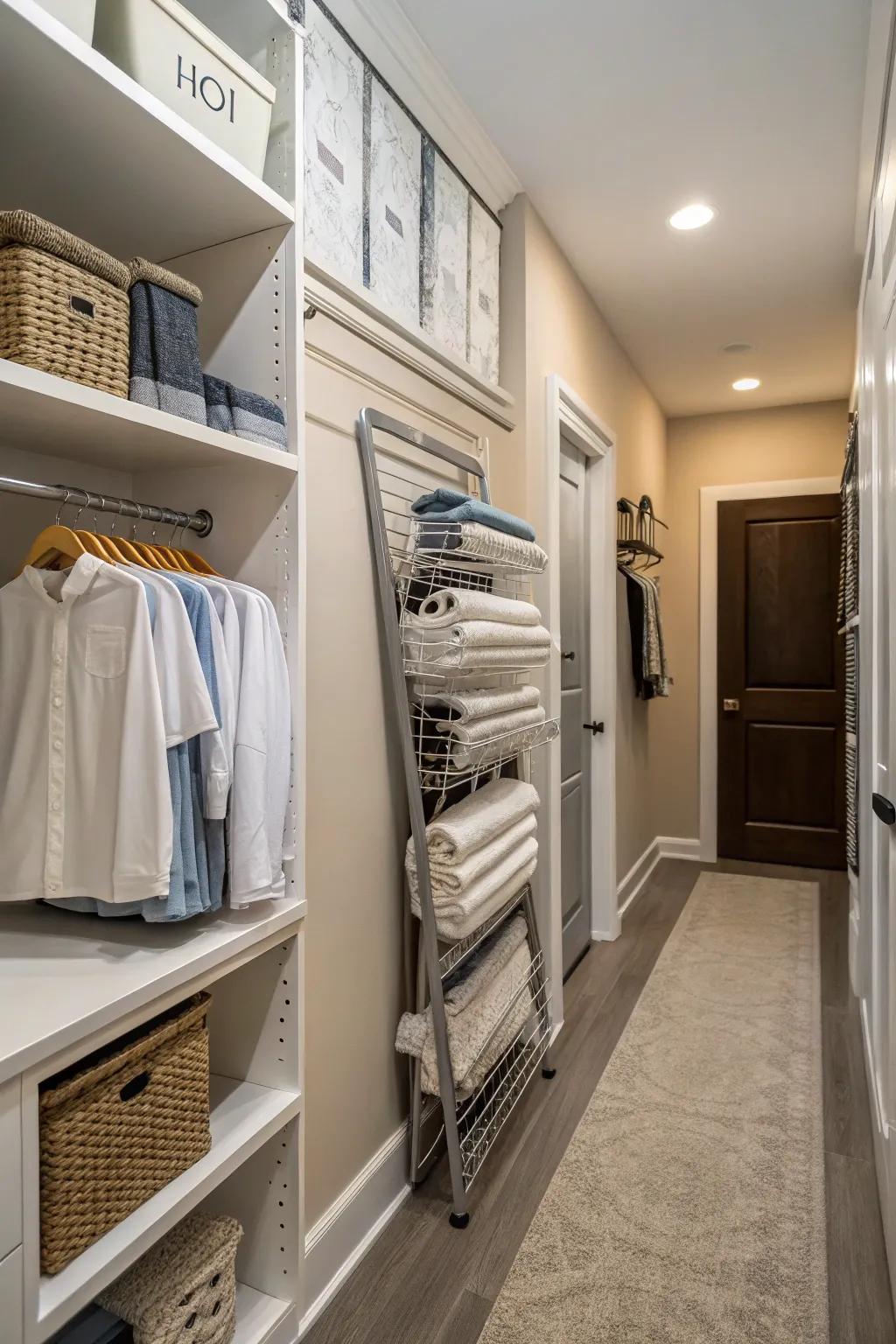 Wall-mounted racks offer great storage solutions.