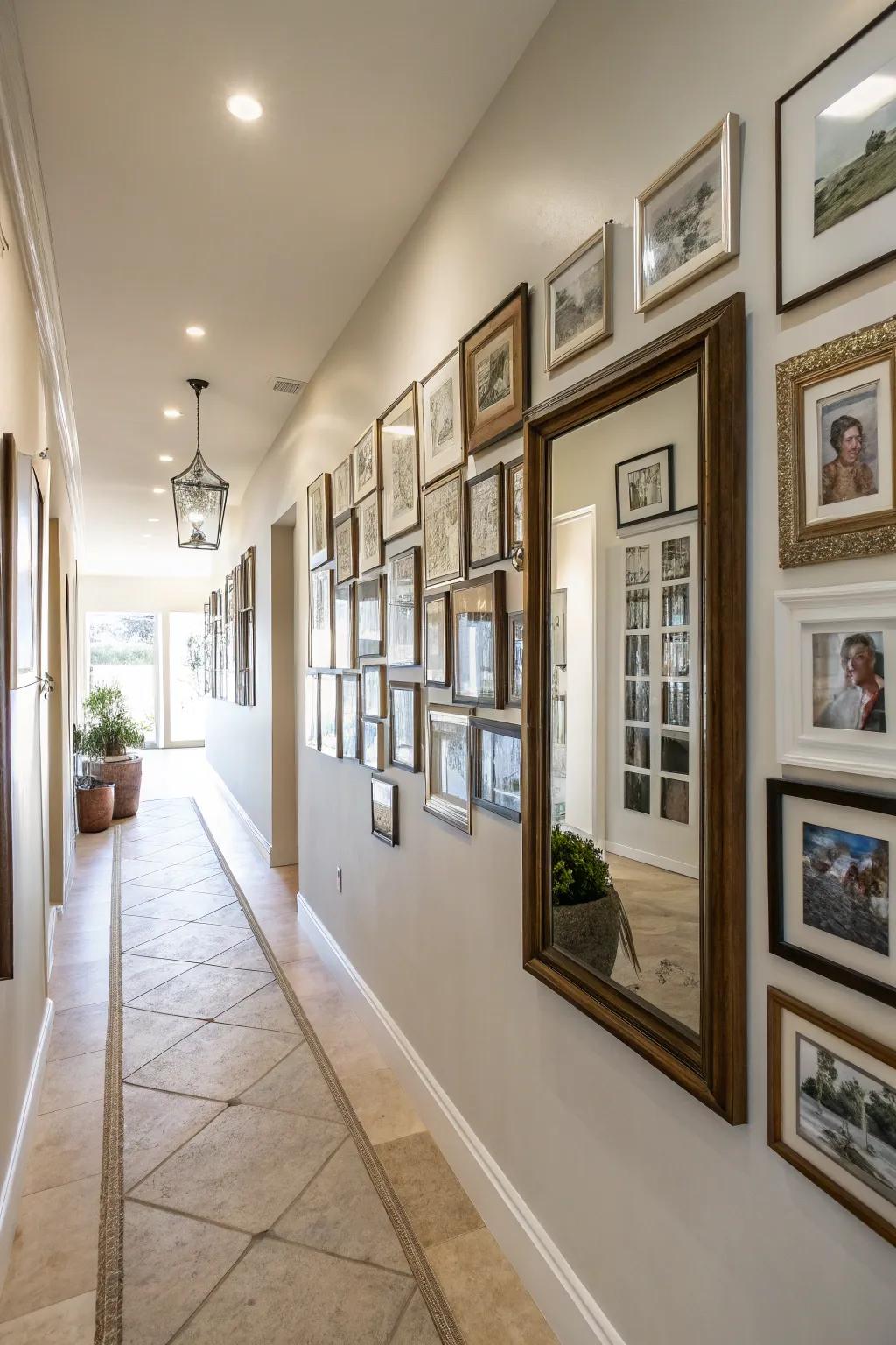 Mirrors add depth and light to your hallway.