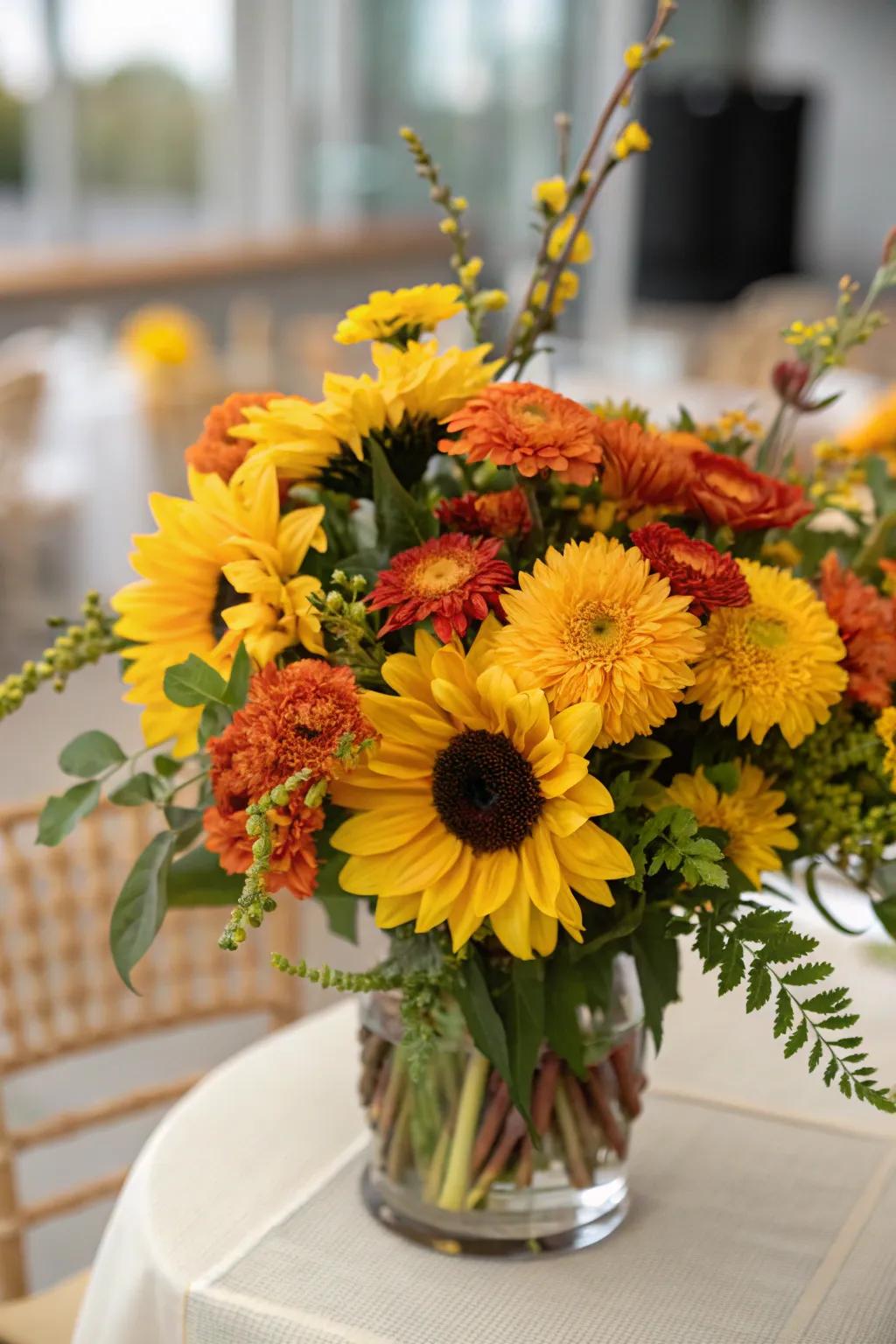 Vibrant and cheerful seasonal flower configurations.