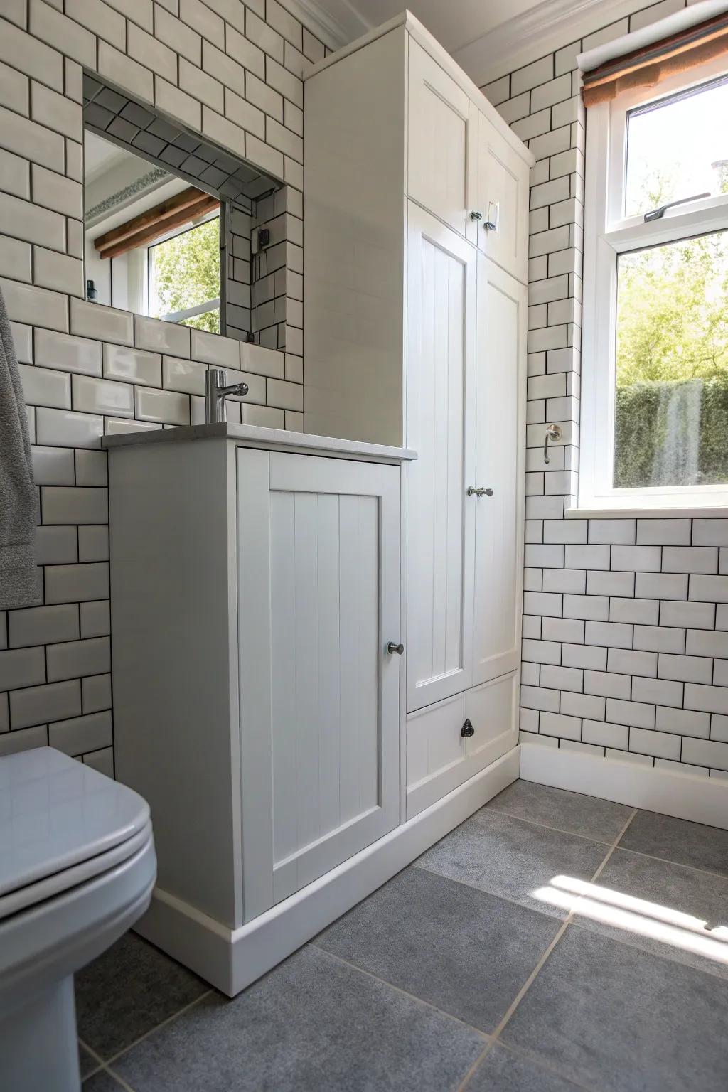 Pavers cleverly hiding a medicine cabinet within a smooth design.