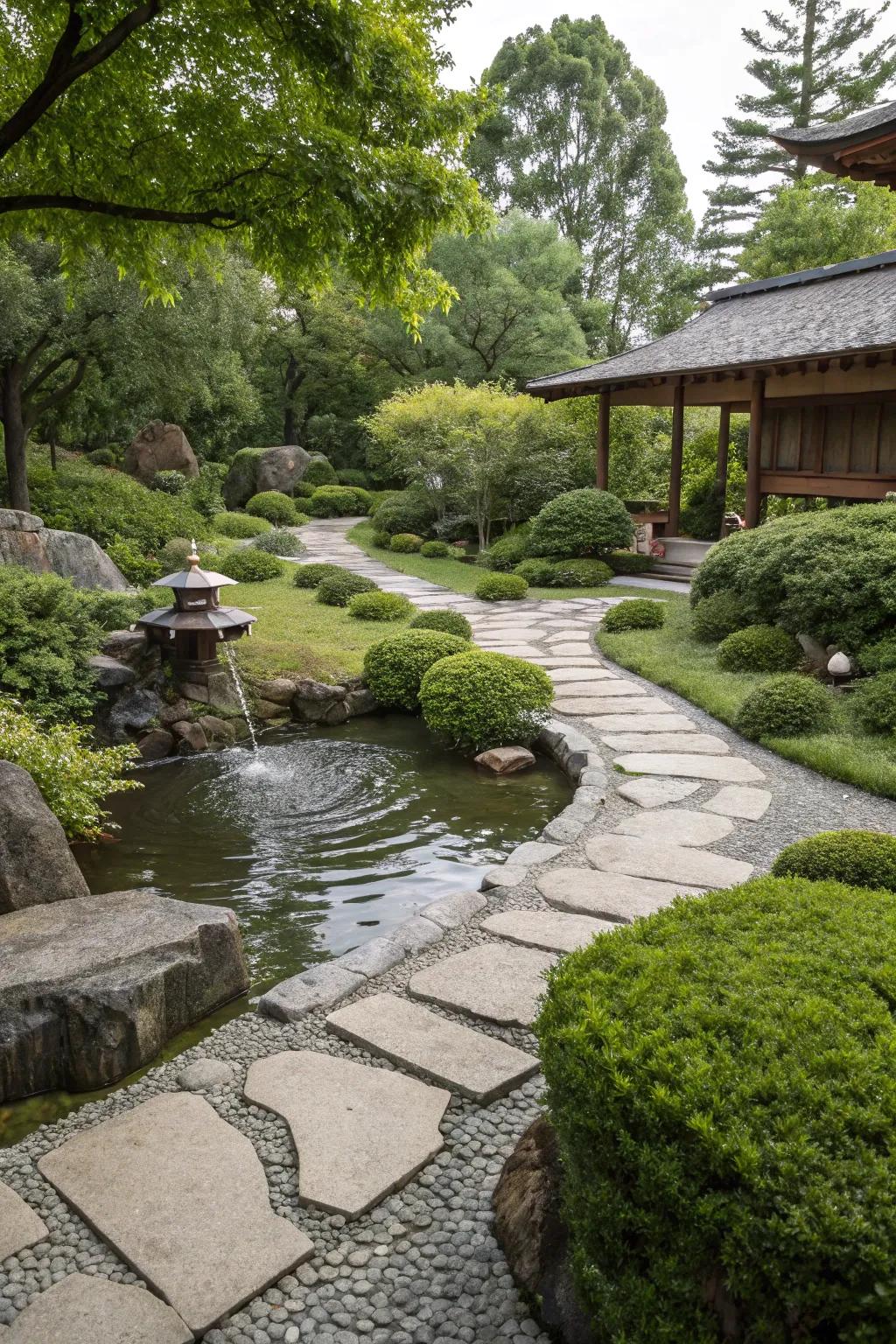 A Zen garden promoting a peaceful retreat.