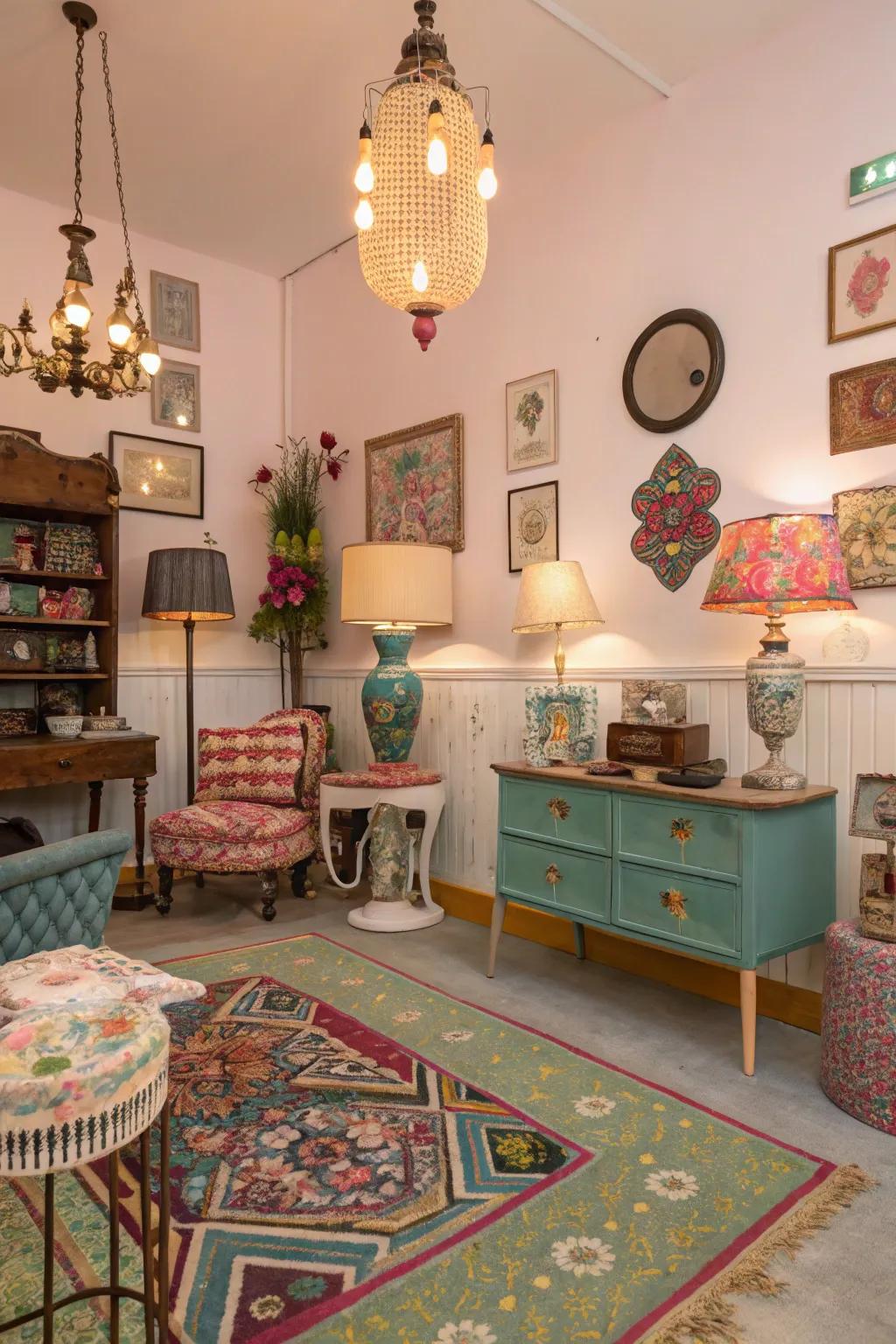 A room with unique finds adding personality.