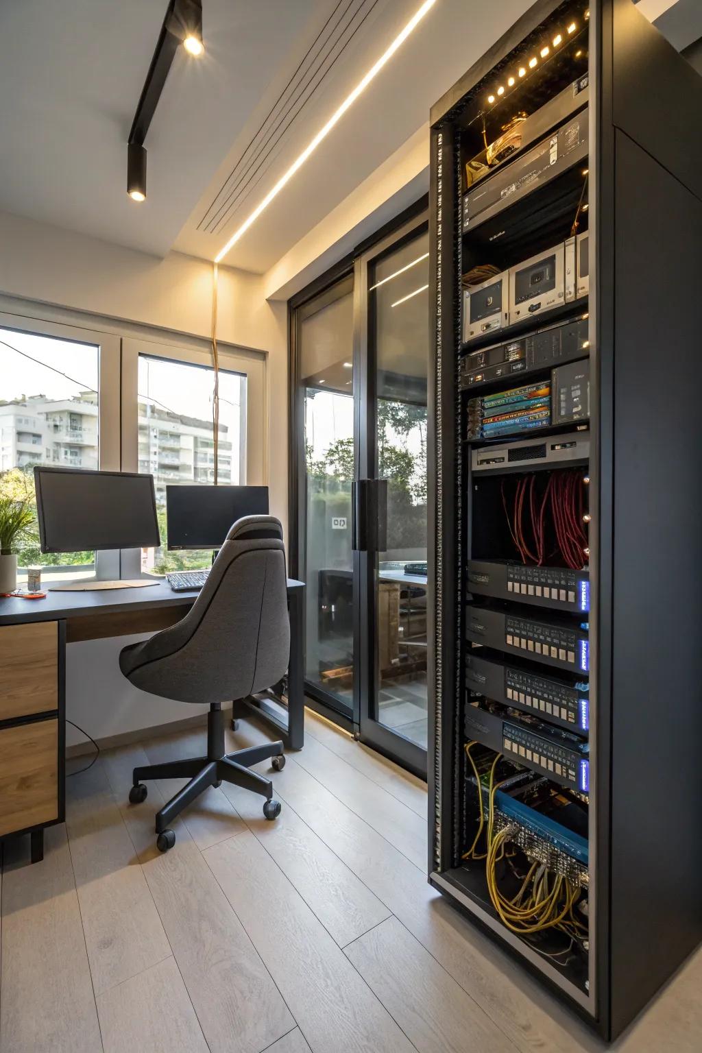 Ambient lighting adds a touch of elegance to your network setup.