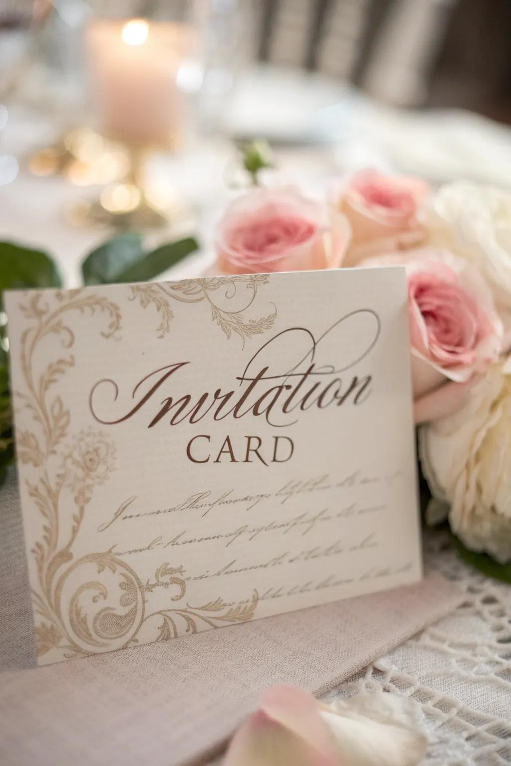 Calligraphy adds timeless elegance and grace to your invitations.