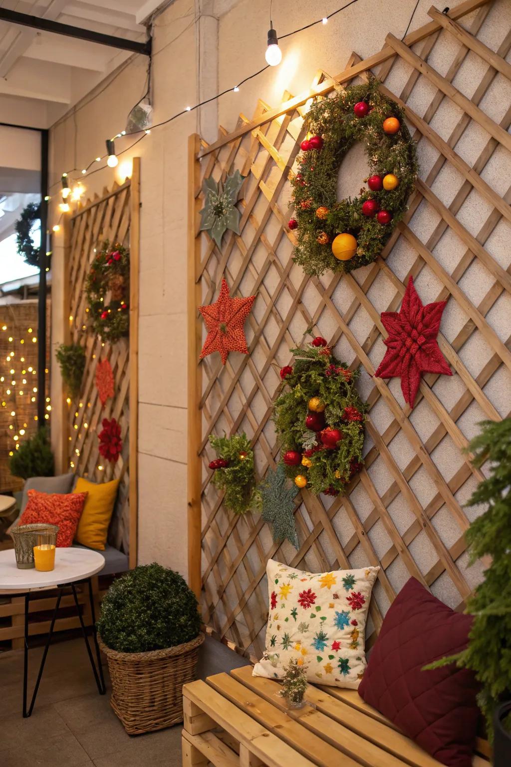 Grid providing a versatile space for seasonal decor transformations.