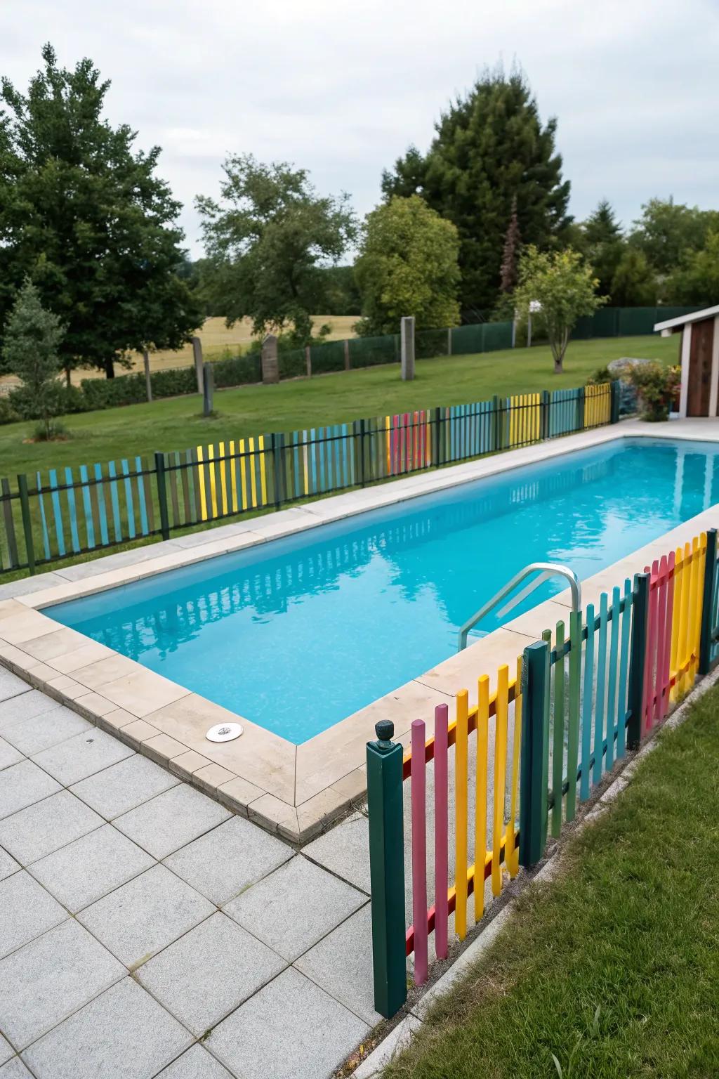 Colorful perimeters bring a joyful and vibrant touch to pool areas.