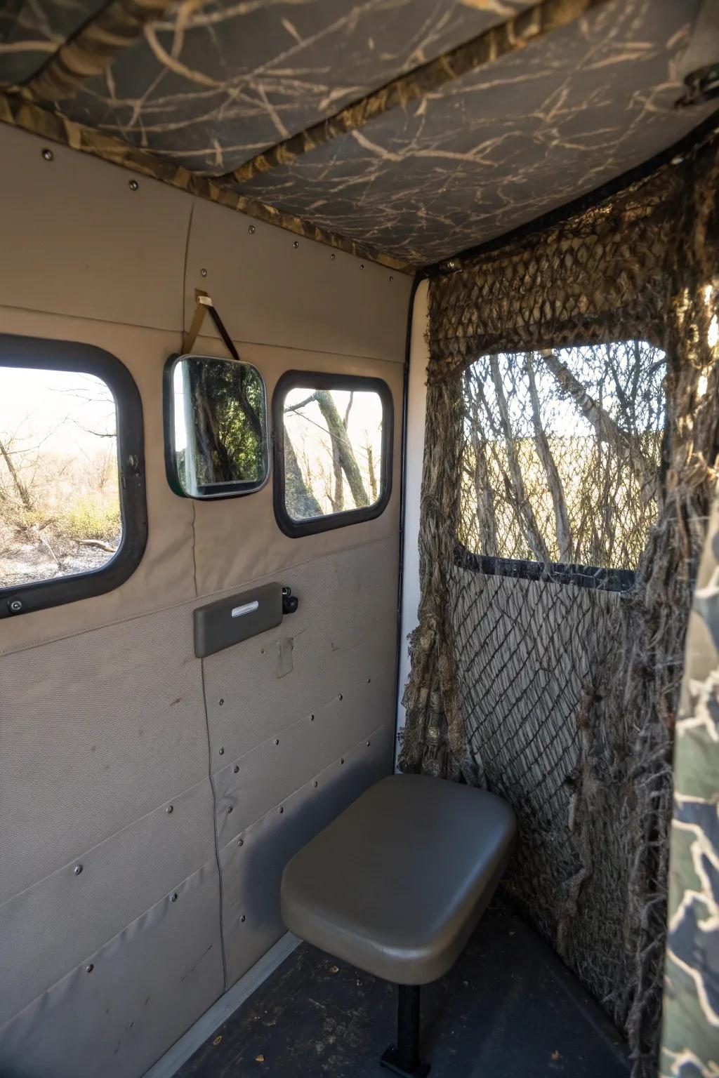 Mirrors broaden your view and aid silent surveillance of surrounding activity.