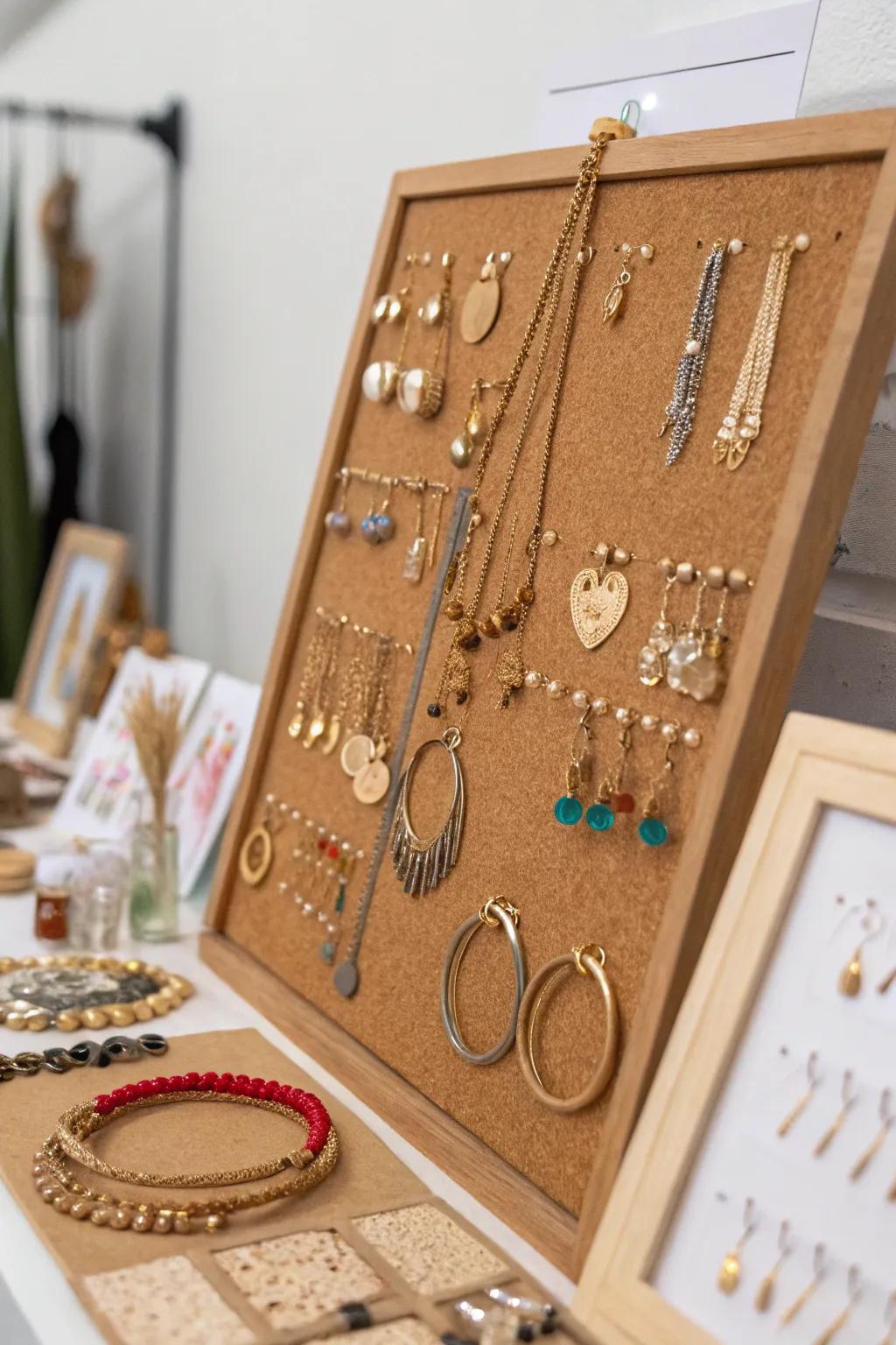 Cork area jewelry display