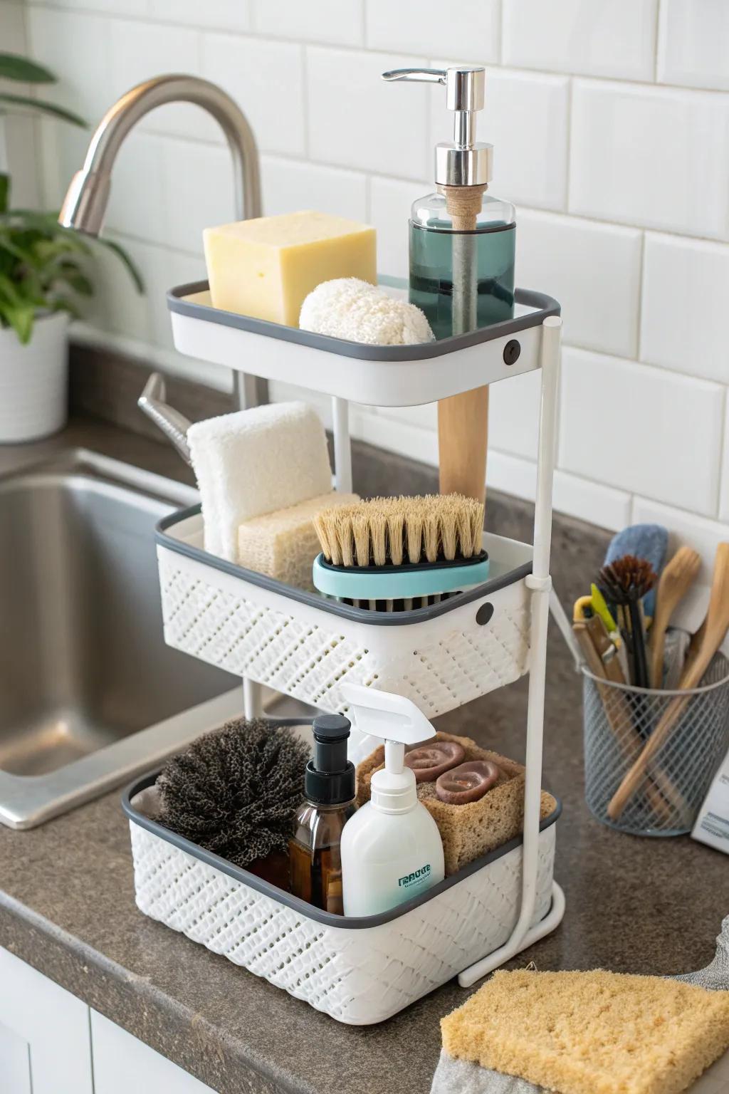 Tiered racks provide ample storage in limited spaces.