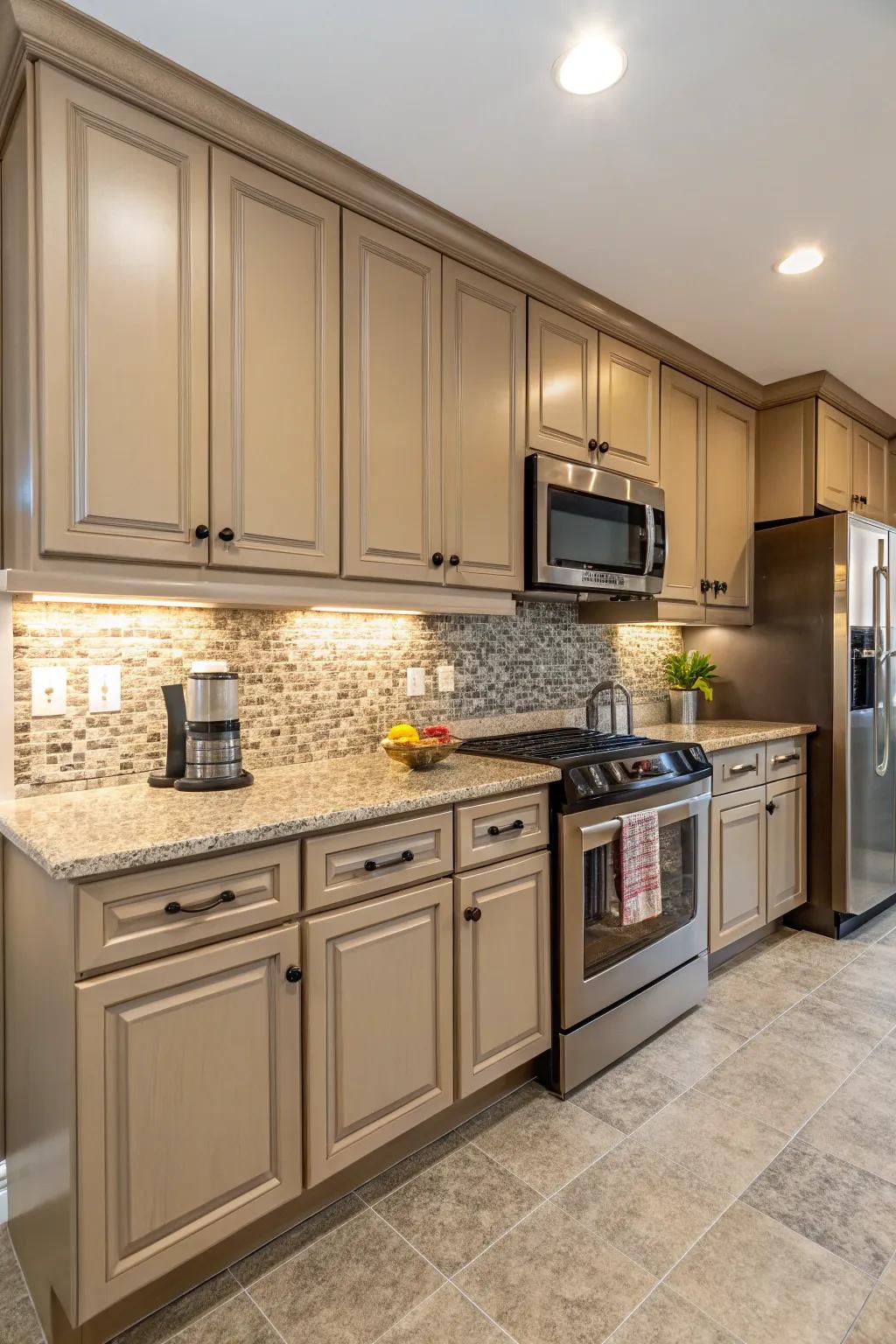 Harmonious color schemes for a harmonious cooking area design.