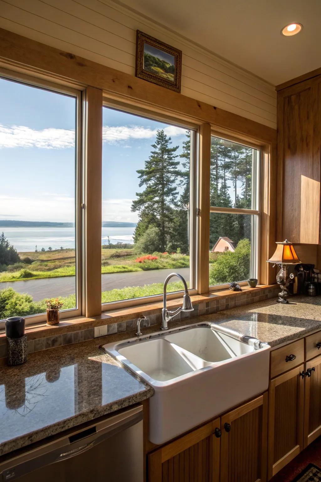 Sophisticated understatement via scenic windows.