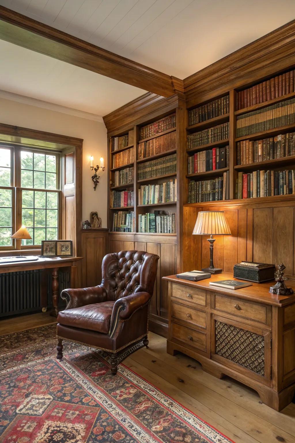 Antique finds that enrich the character and charm of your library.