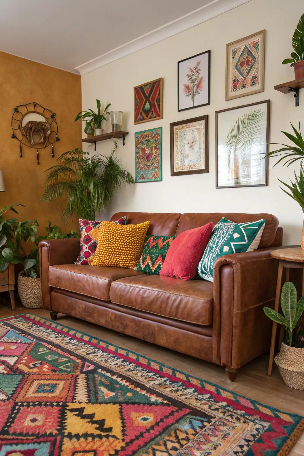 Daring colors invigorate the lounge, creating a vibrant, energized space.