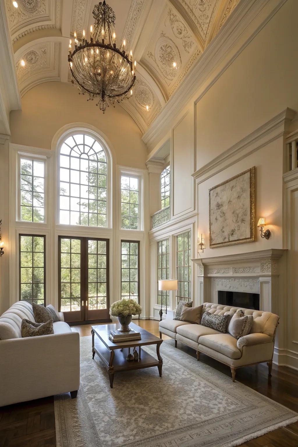 A living area layout that highlights architectural features.
