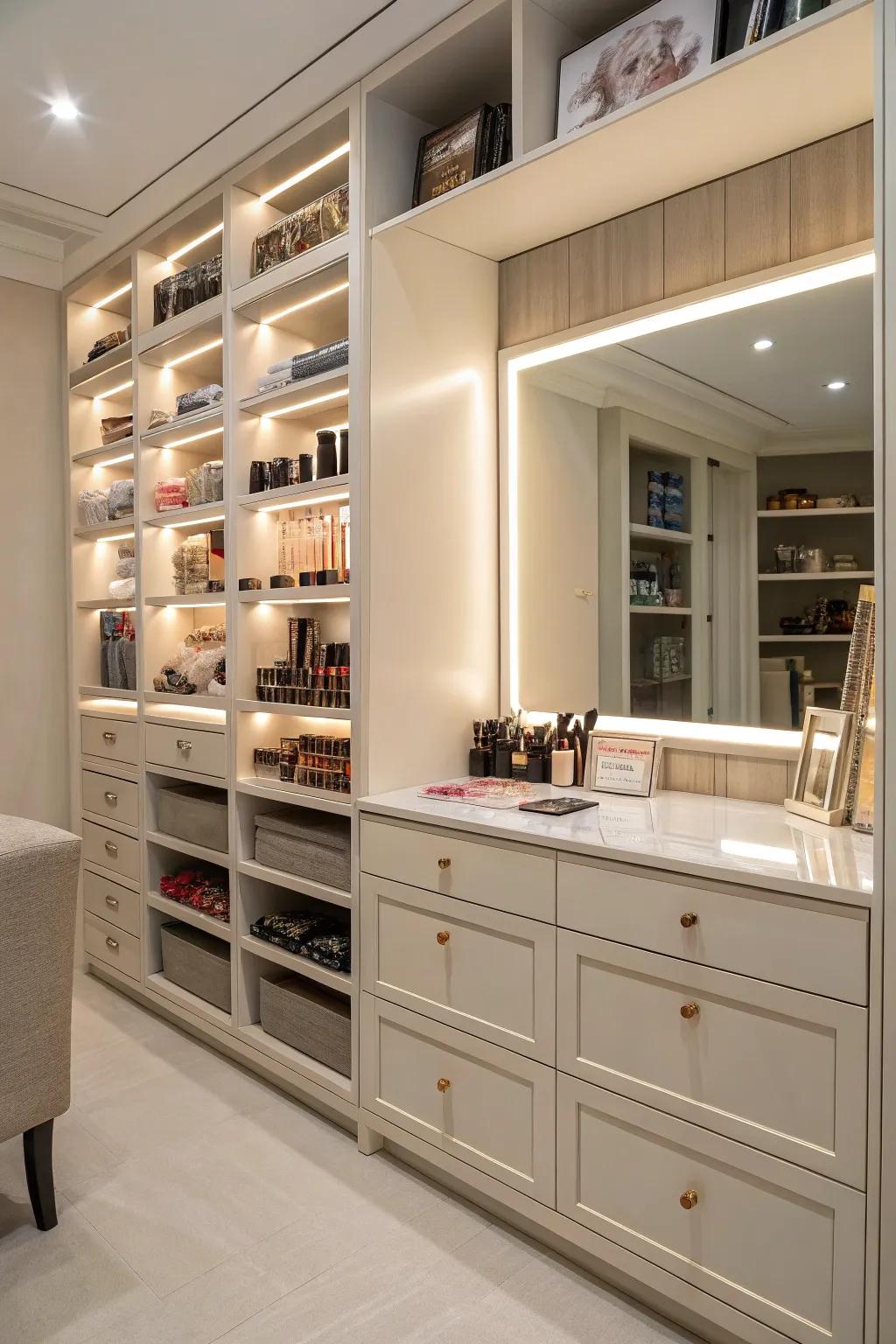 Built-in solutions offer seamless storage.