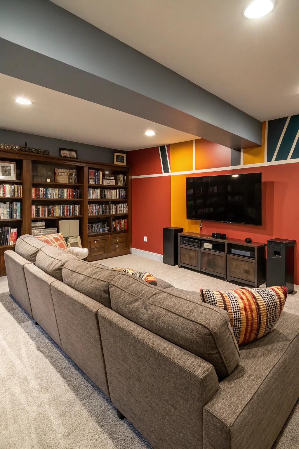A feature wall spells drama in the man cave.