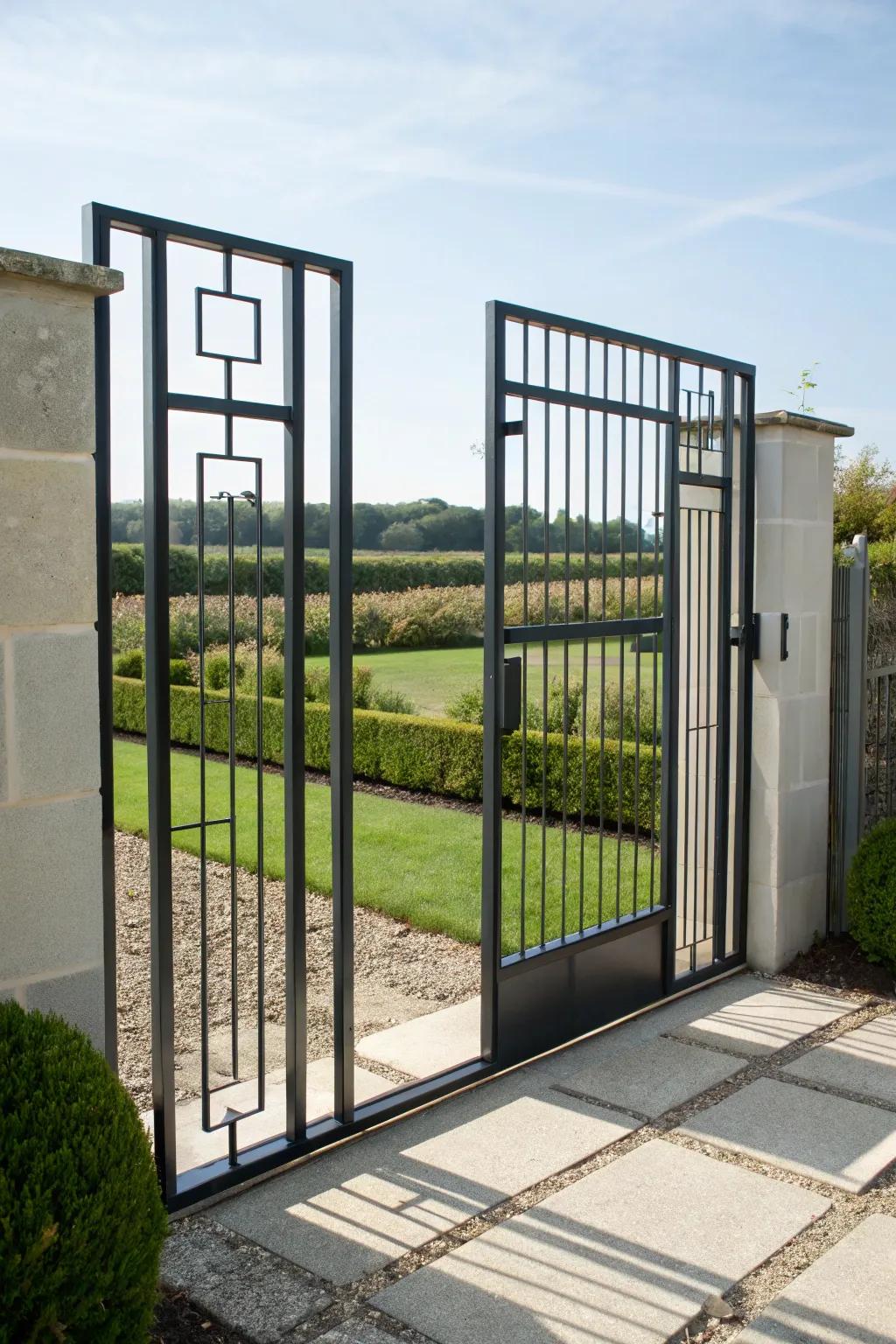 Suspended paneling appends a futuristic nuance to garden doors.