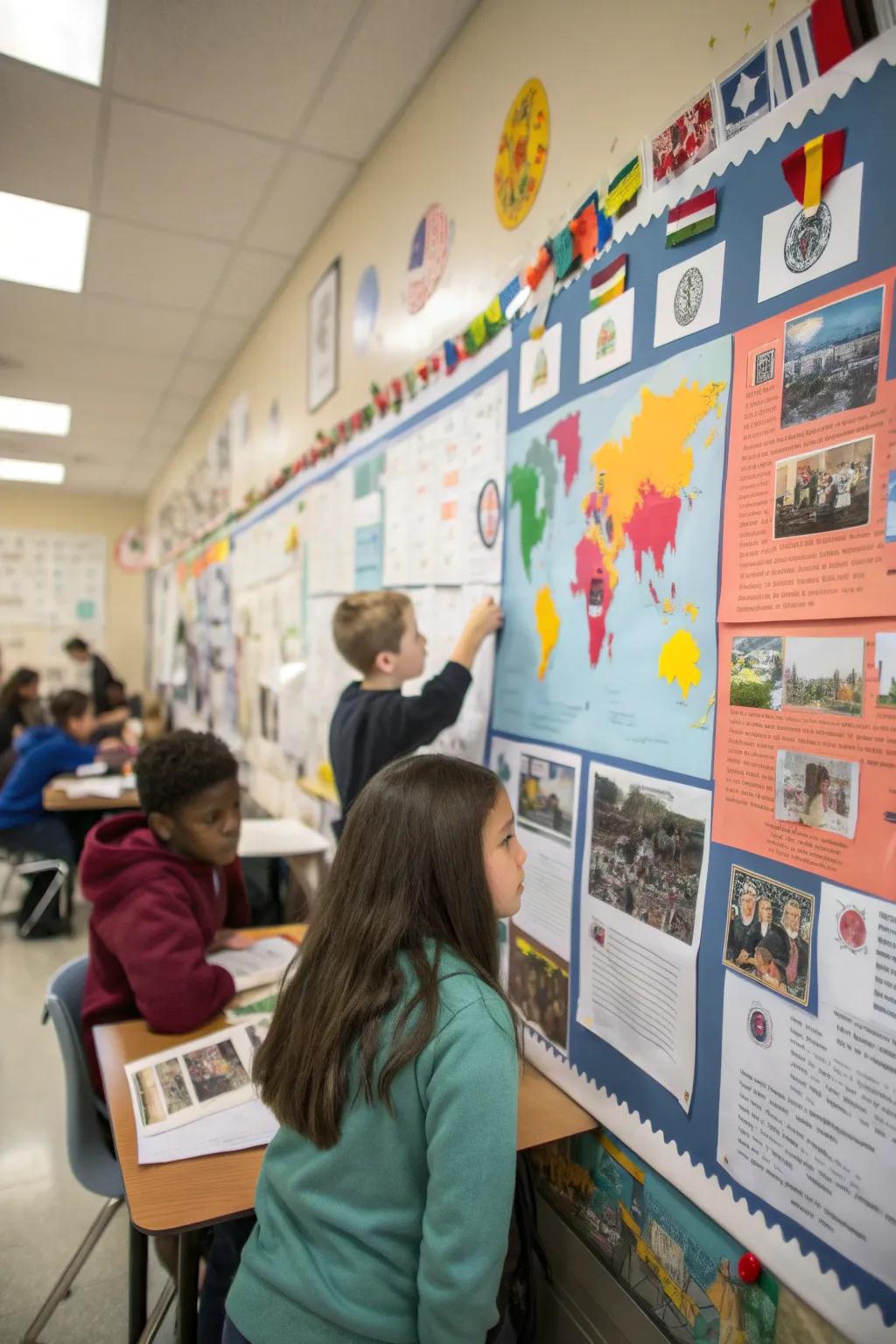 An educational board using an interactive history timeline