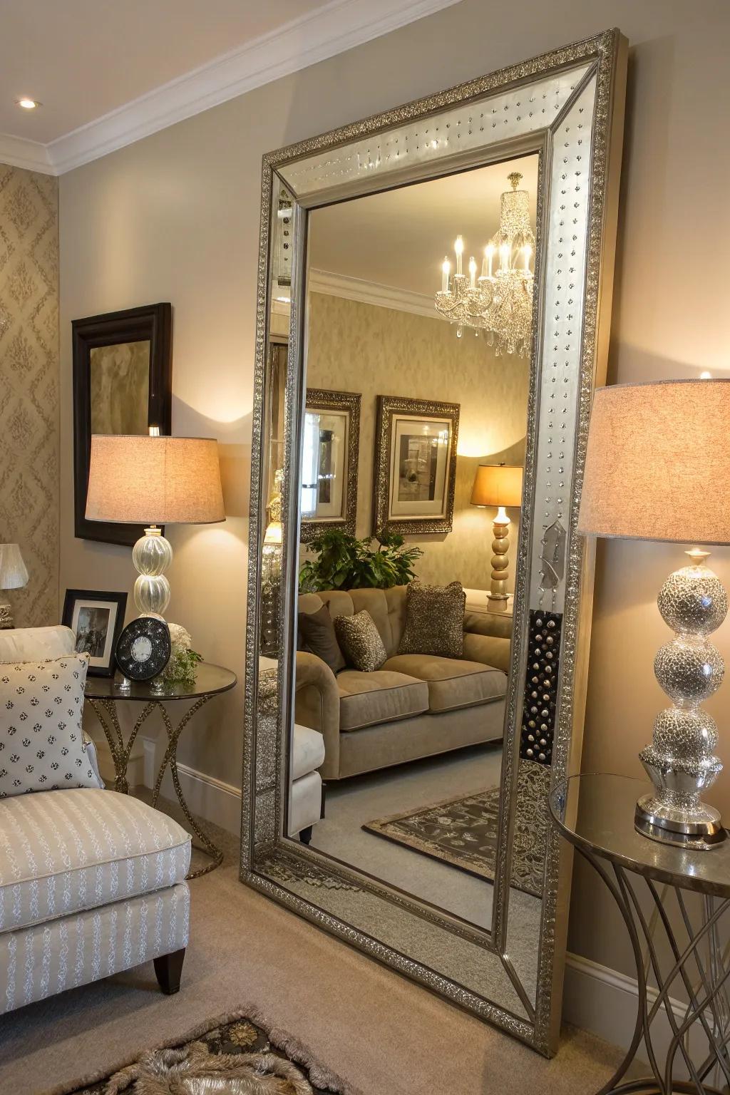 Beveled glasses introduce charm and a suggestion of sparkle.