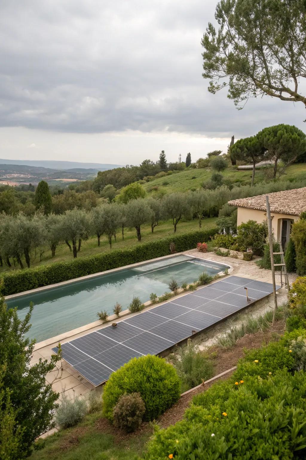 Sun-driven heating delivering eco-friendly warmth.