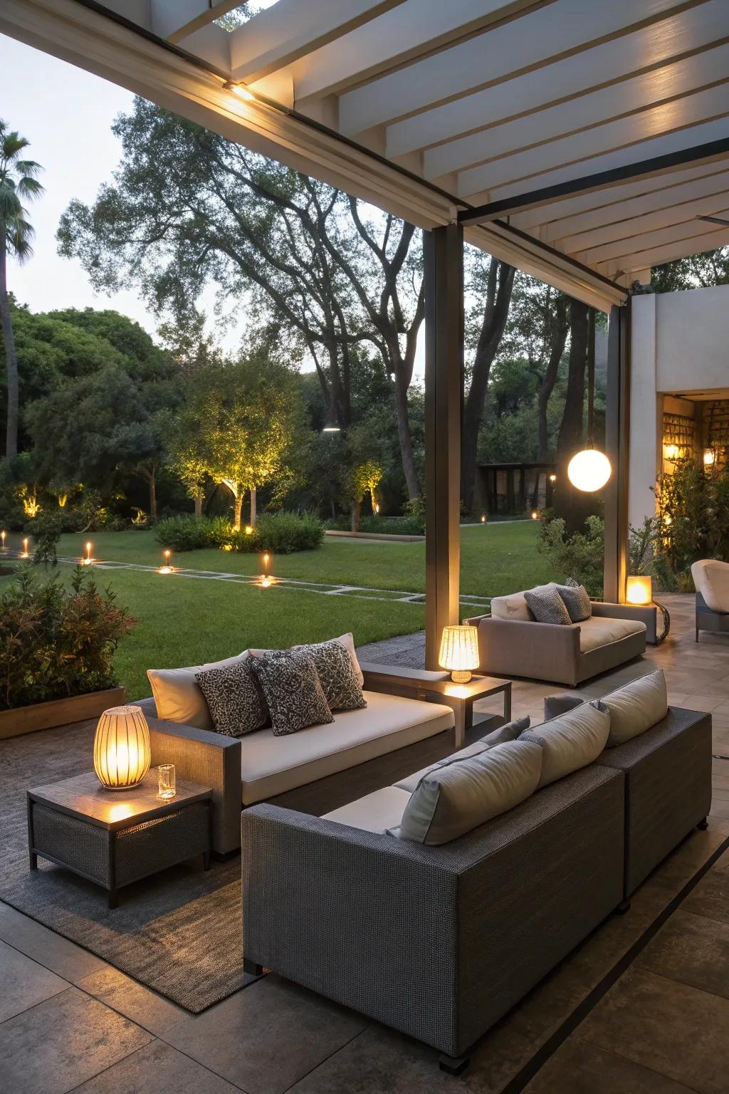 A comfortable outdoor lounge which is perfect for relaxation and entertaining.