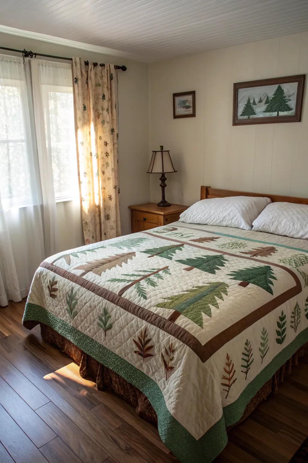 Nature-inspired quilts bring a calming and serene vibe to any space.