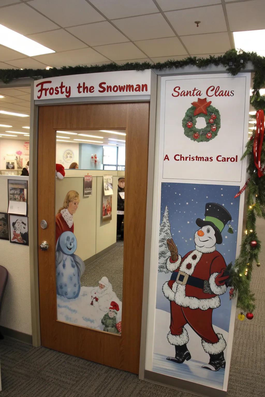 Bring holiday film magic to life with this cinematic door decor.