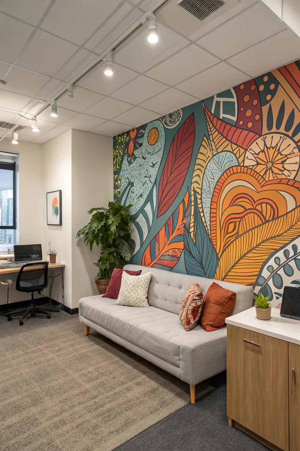 Creative aspects personalize and inspire the office.
