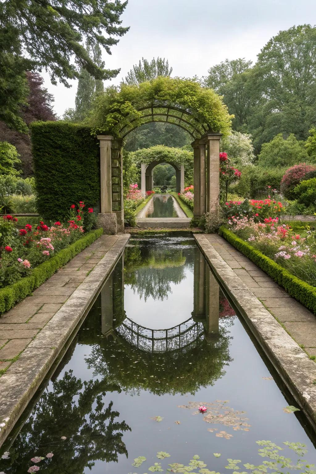 Reflective surfaces add depth to your garden.
