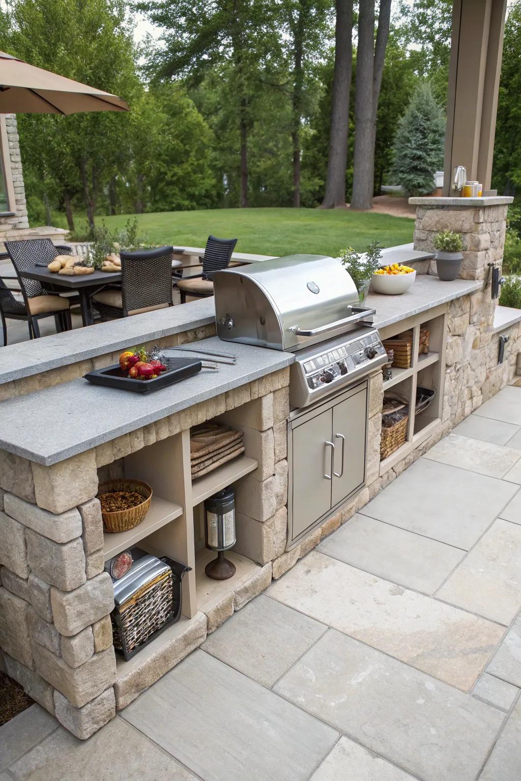 In-built storage keeps your BBQ must-haves tidy and accessible.