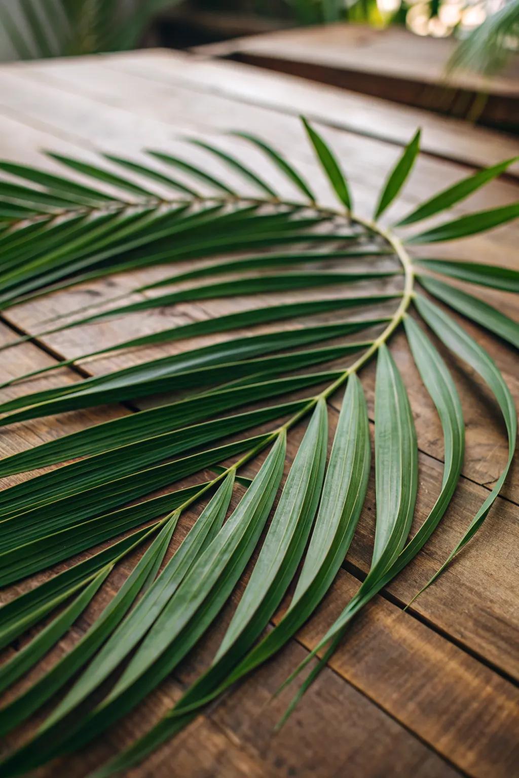 Whirling palm arrangements bring movement and life to the table.