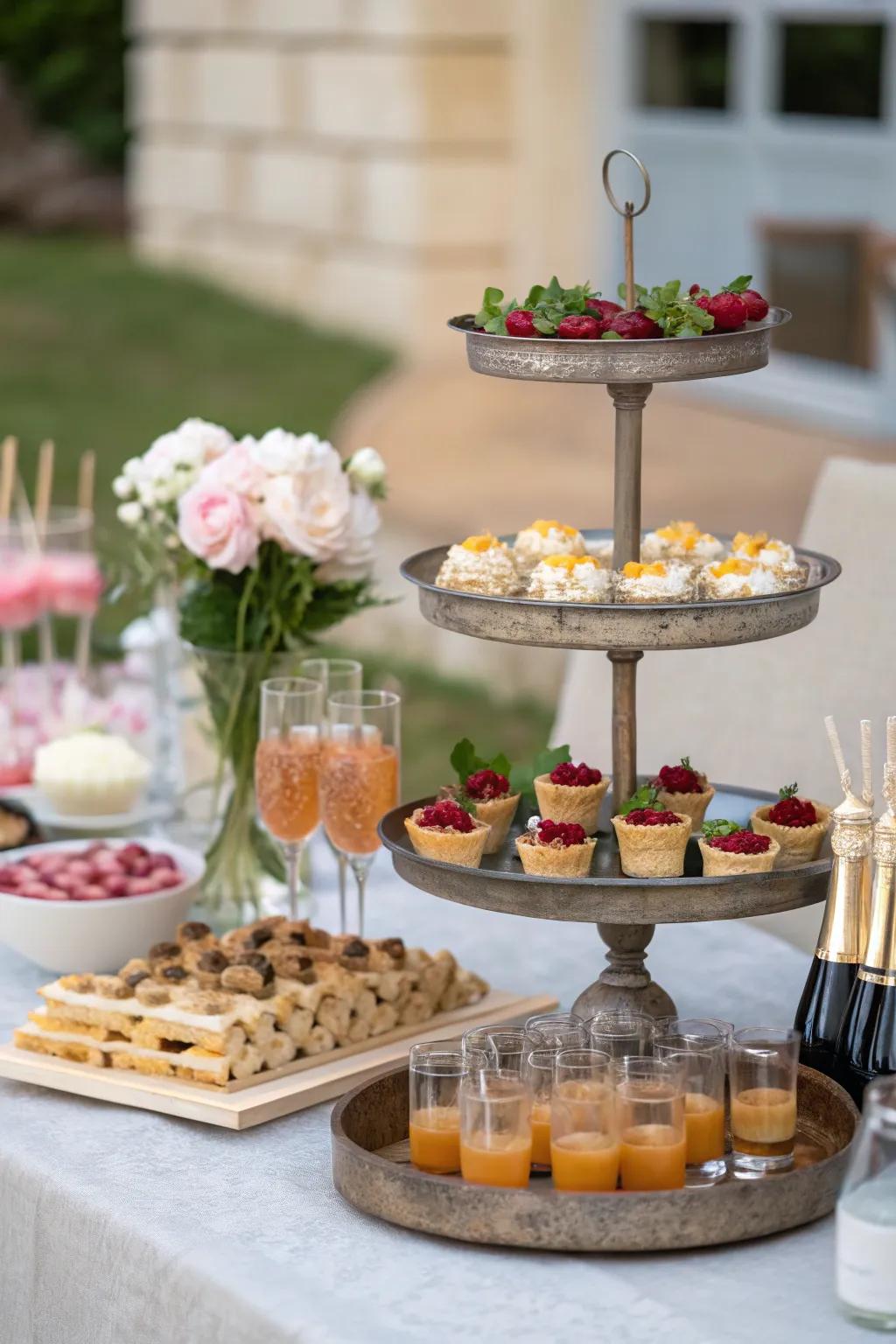 Varying heights creating a dynamic look on the party table