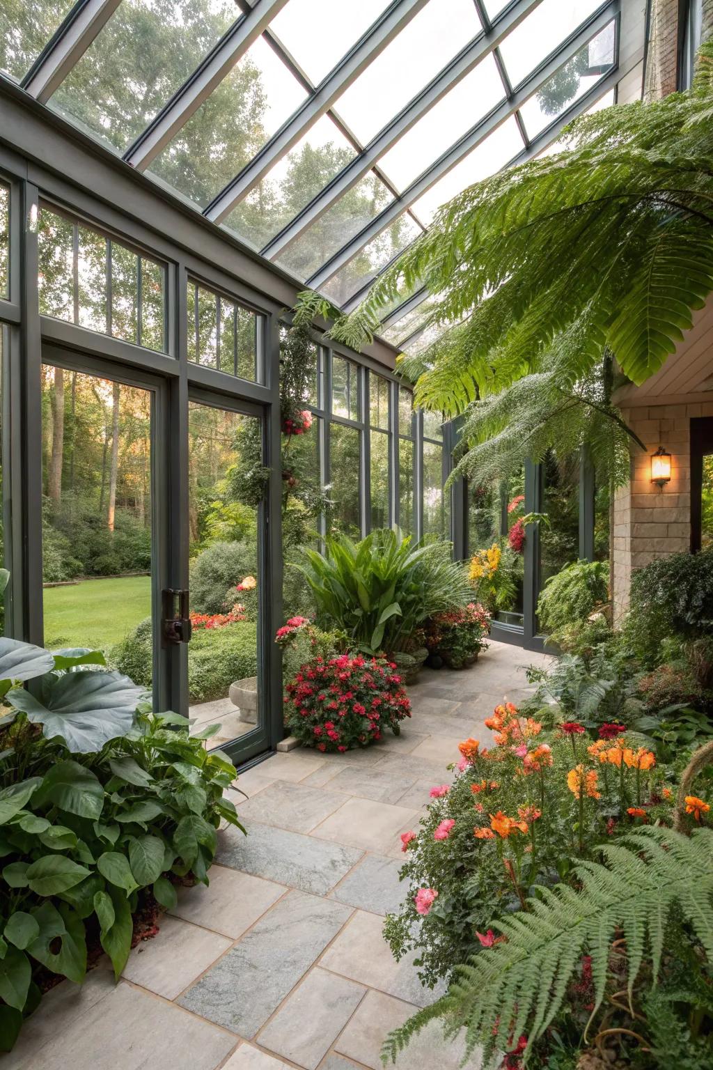 Nurture your greenery within a snug glasshouse patio.