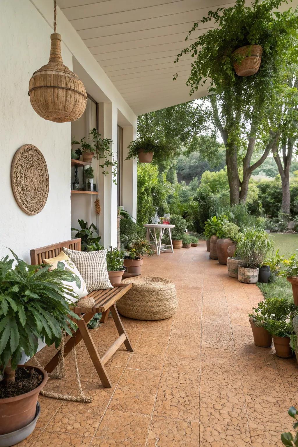 Tree bark surface is both sustainable and comfortable.