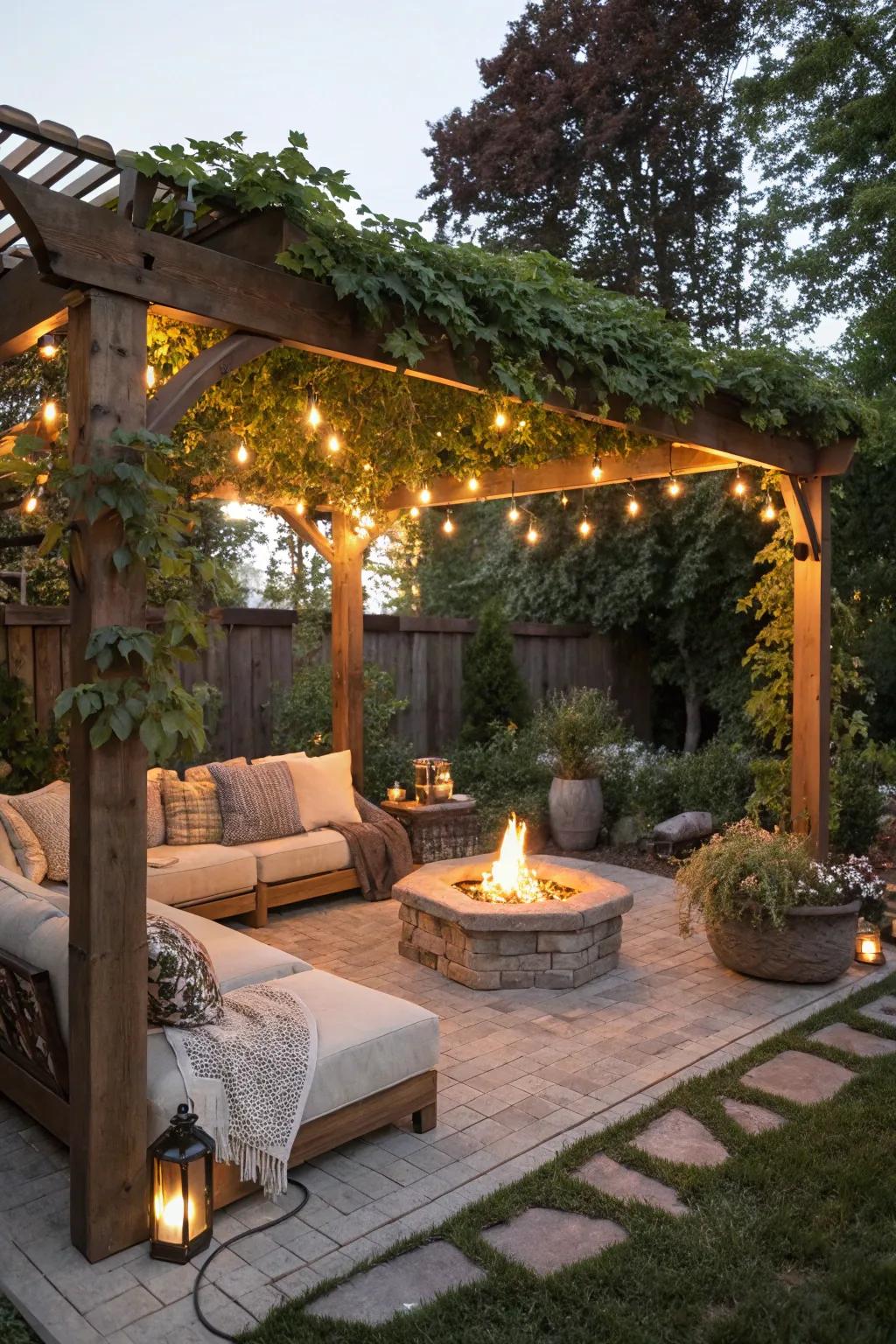 Create a cozy gathering spot with a fire pit.