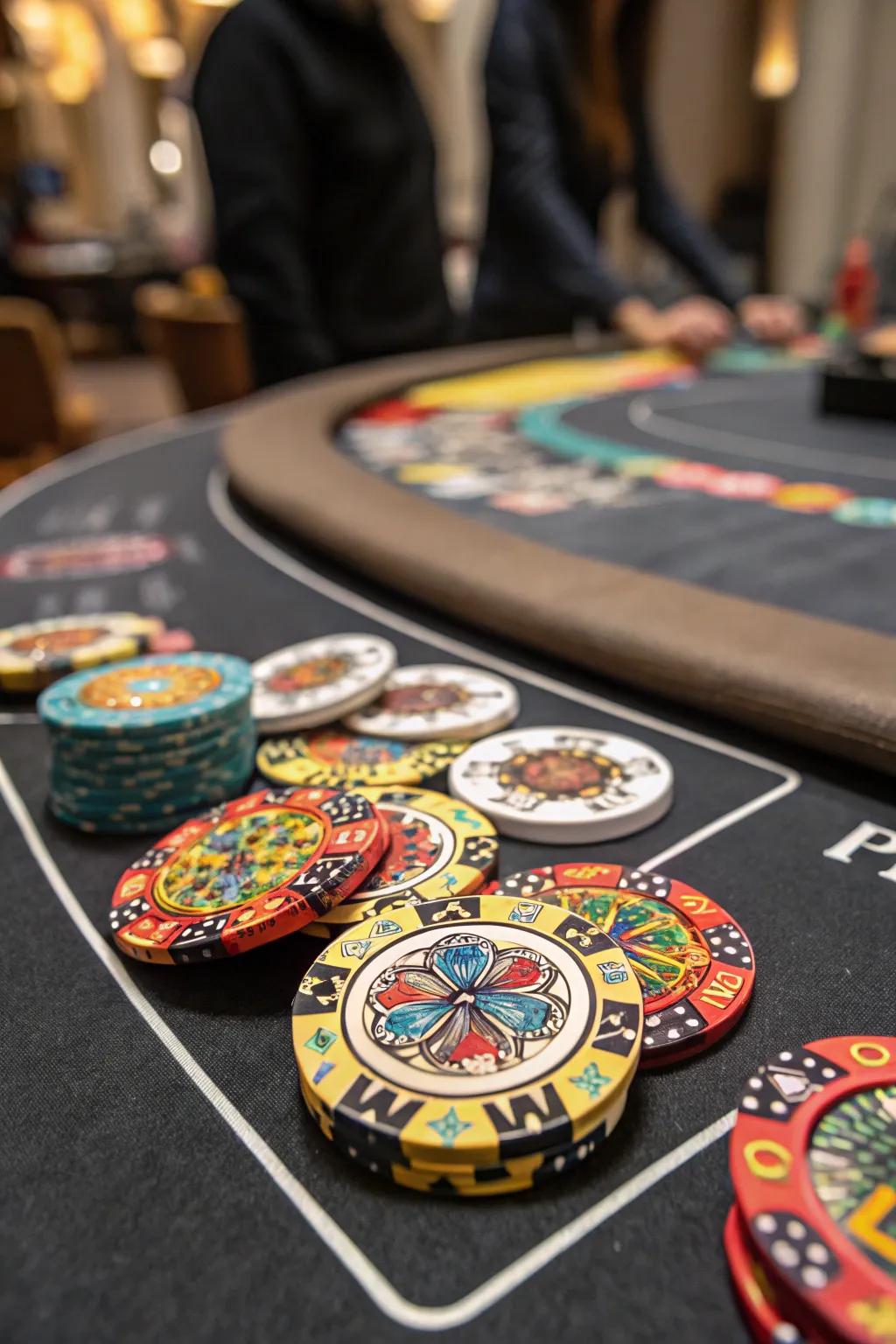 Elevate the experience using unique poker tokens.