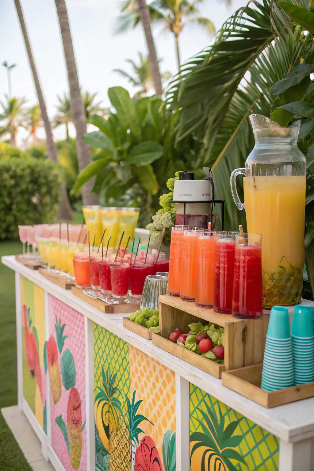 An exotic beverage dispensary sustains the revitalization of attendees whilst maintaining aesthetic appeal.