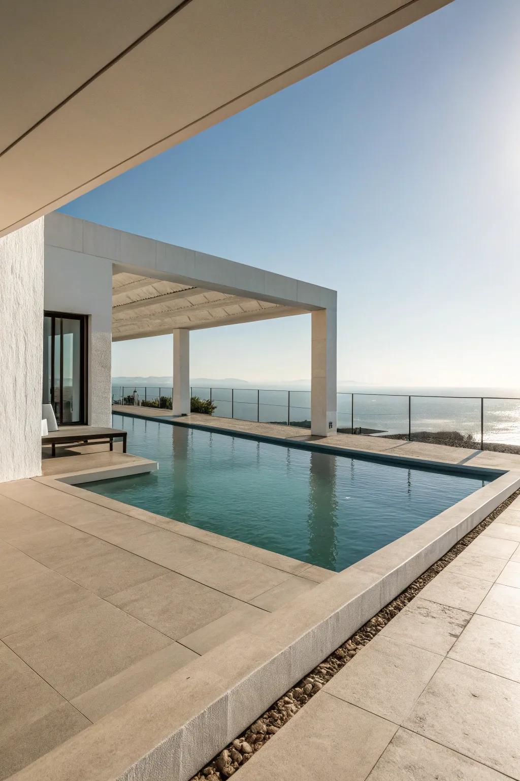 Classic elegance with a minimalist pool deck design.