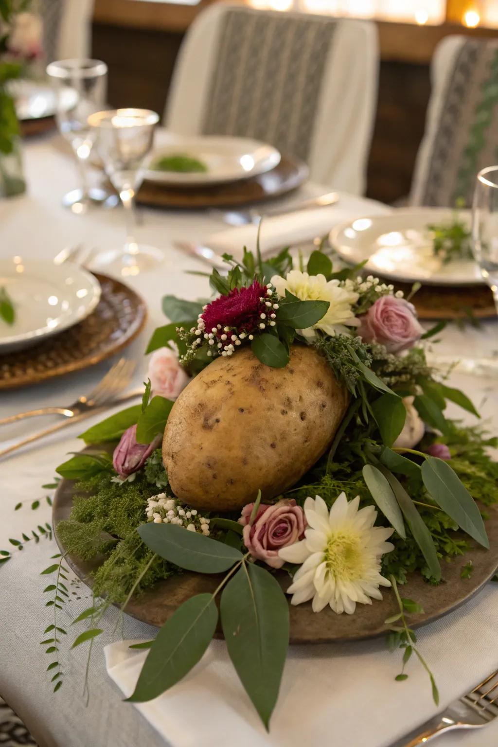 A captivating spud centerpiece for your dining experience.