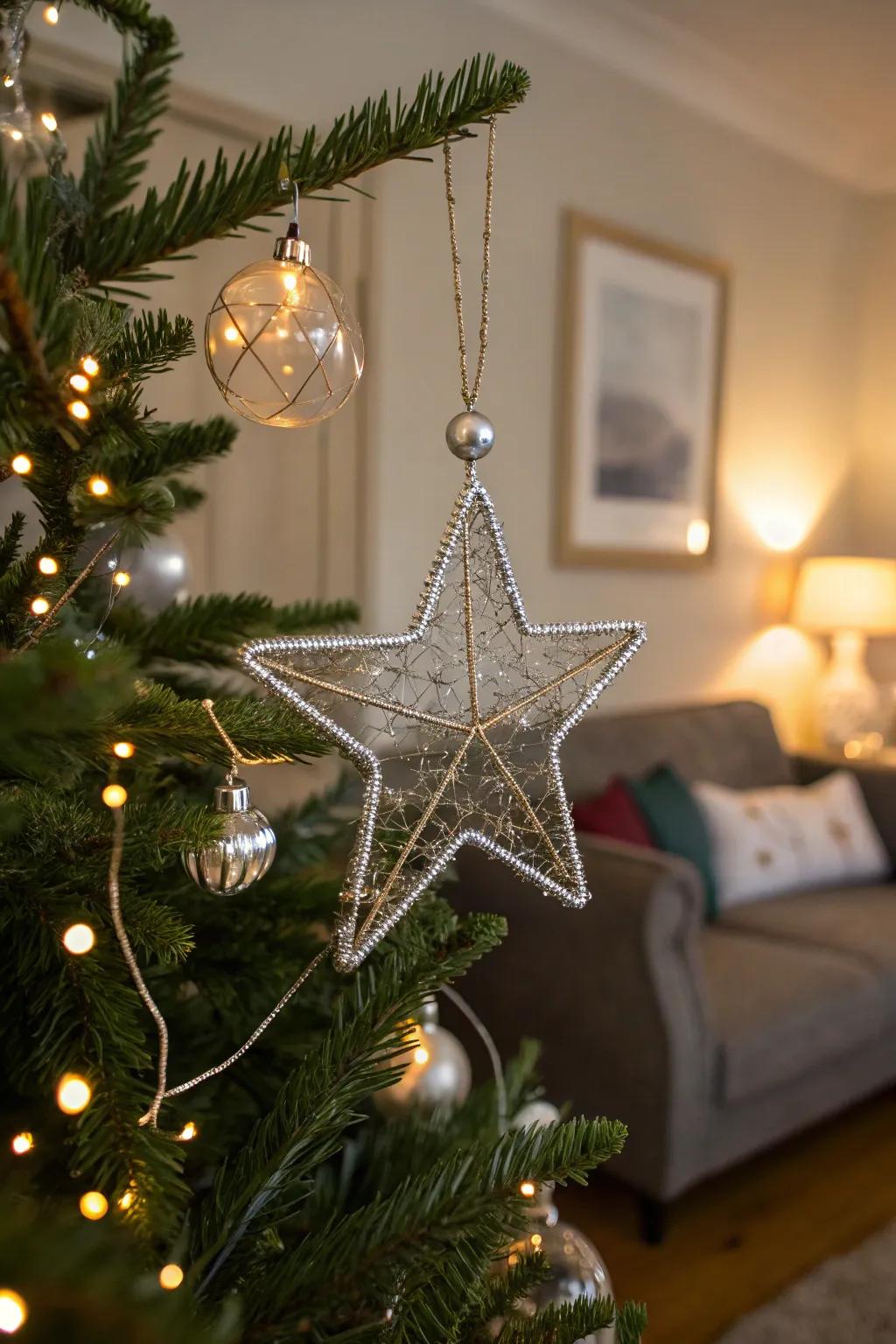 Sophisticated twinkle star ornaments, ensnaring radiance and introducing shimmer to your holiday embellishments.