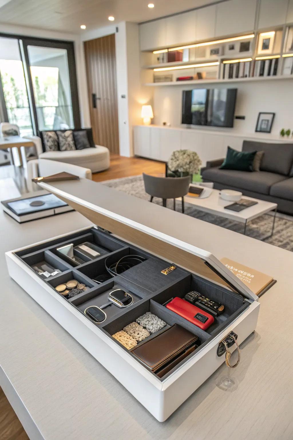 Concealed stowage is capable of preserving your presentation tidy and centralized.