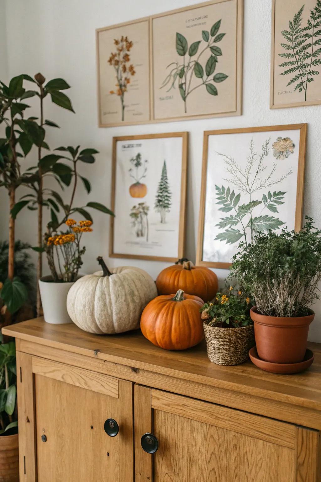 Enhance your decor with past era flora pumpkin designs.