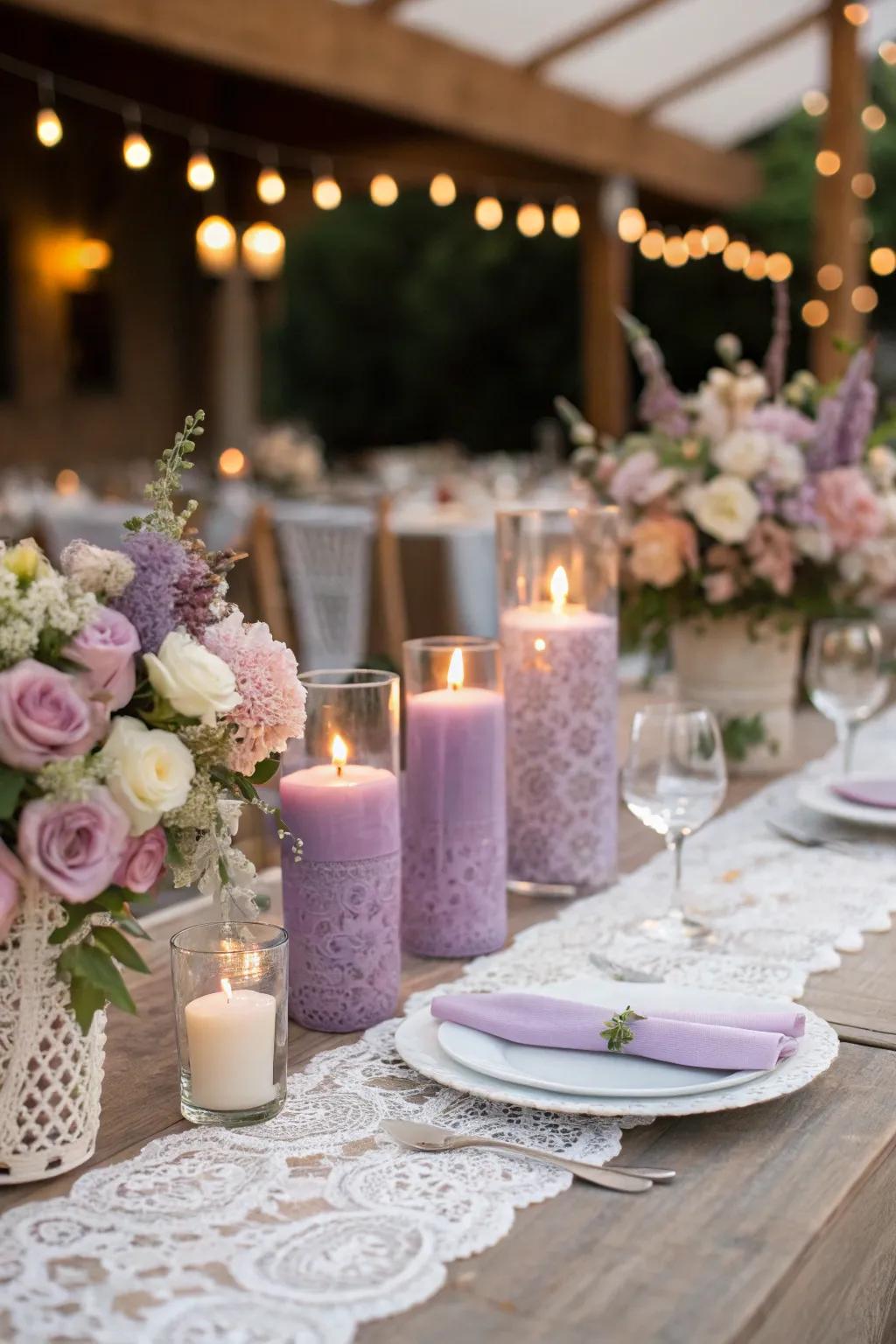 Lilac aromatic lights create a calming and beautiful atmosphere.