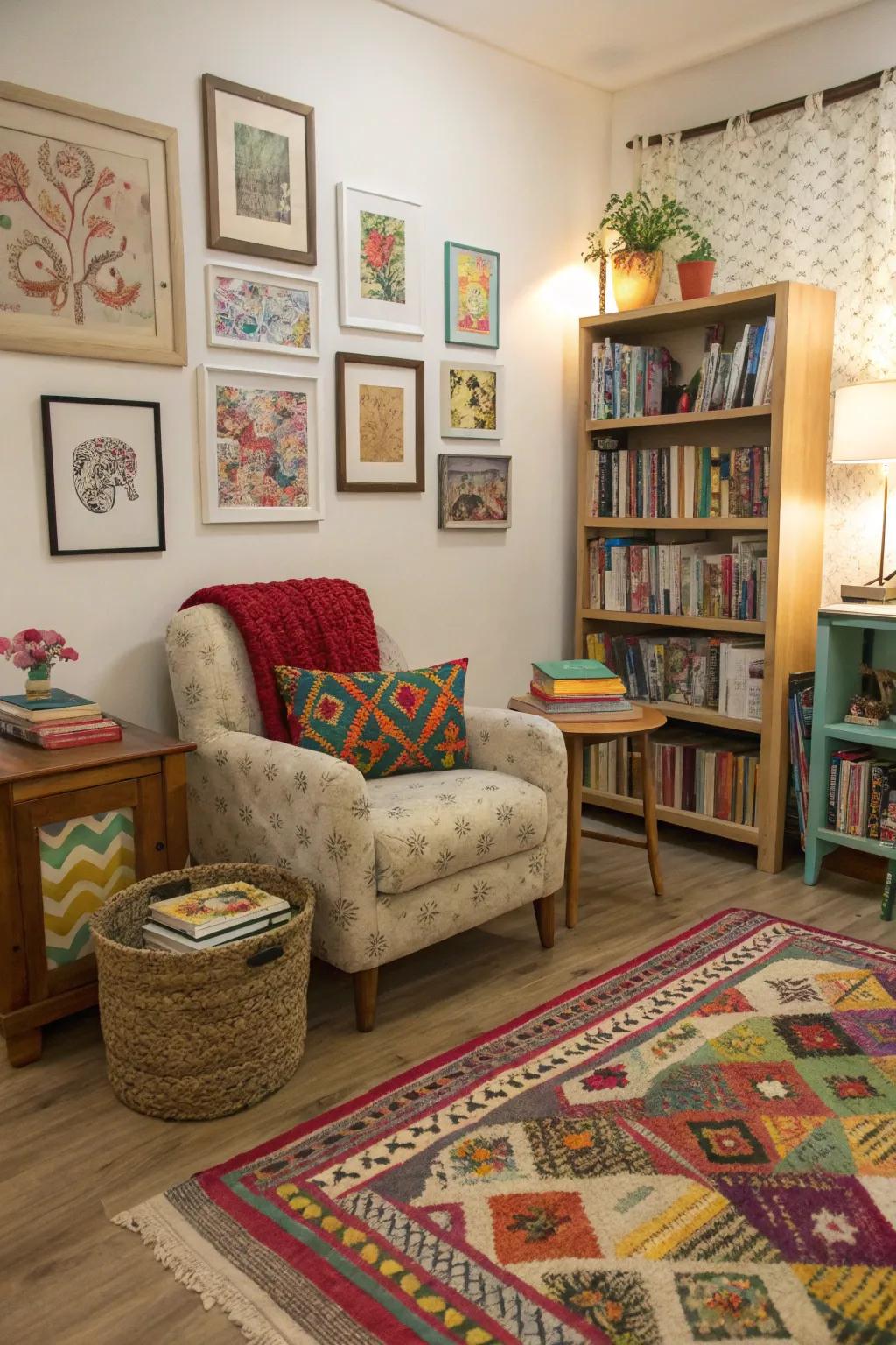 An inspiring, eclectic reading nook.