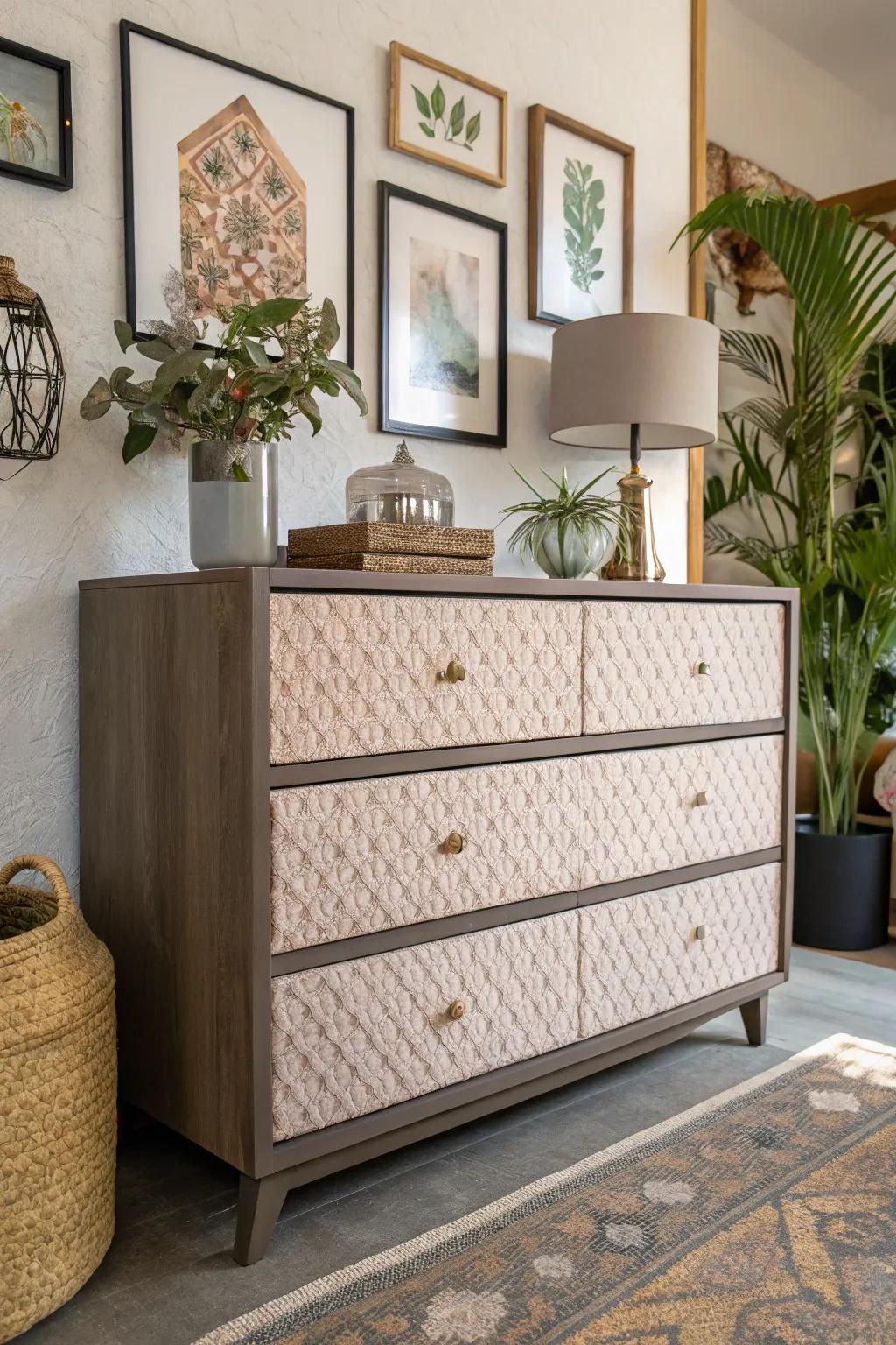 Unexpected textures add a unique and tactile element.