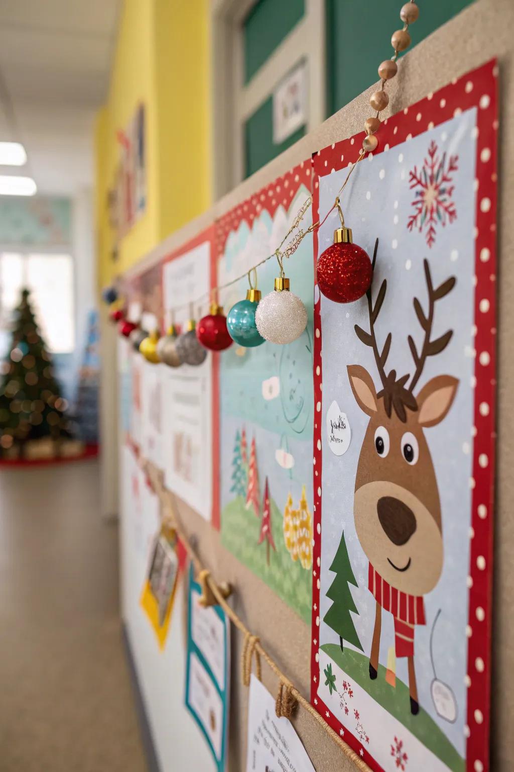 Reindeer and baubles append celebratory sparkle to your display.