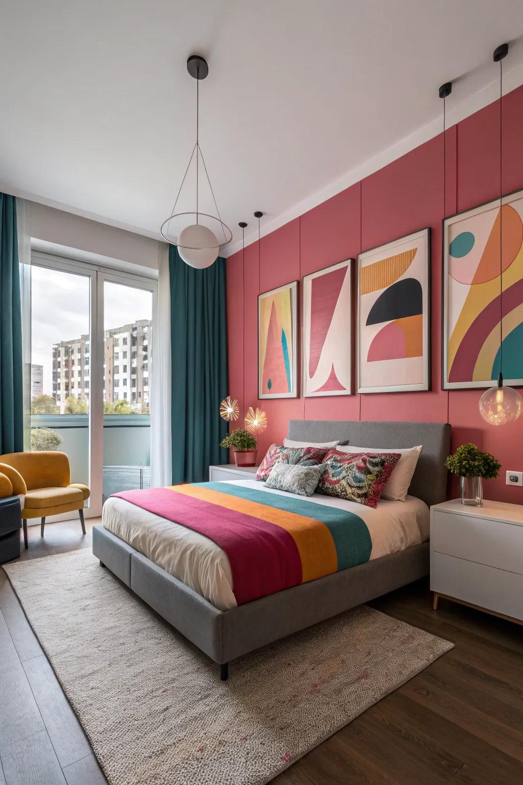 A bedroom that&rsquo;s screaming personality with its bold use of color.
