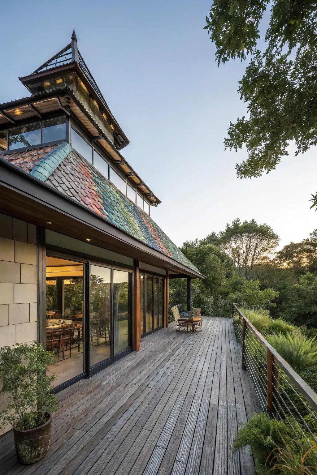A multi-layered overhead adds texture and visual interest to your deck.