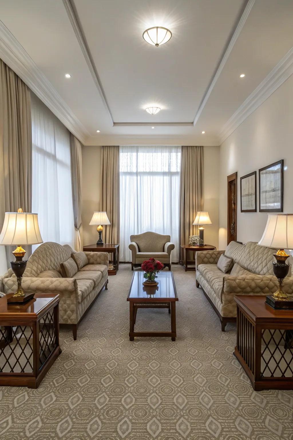 A balanced room featuring symmetrical design elements.