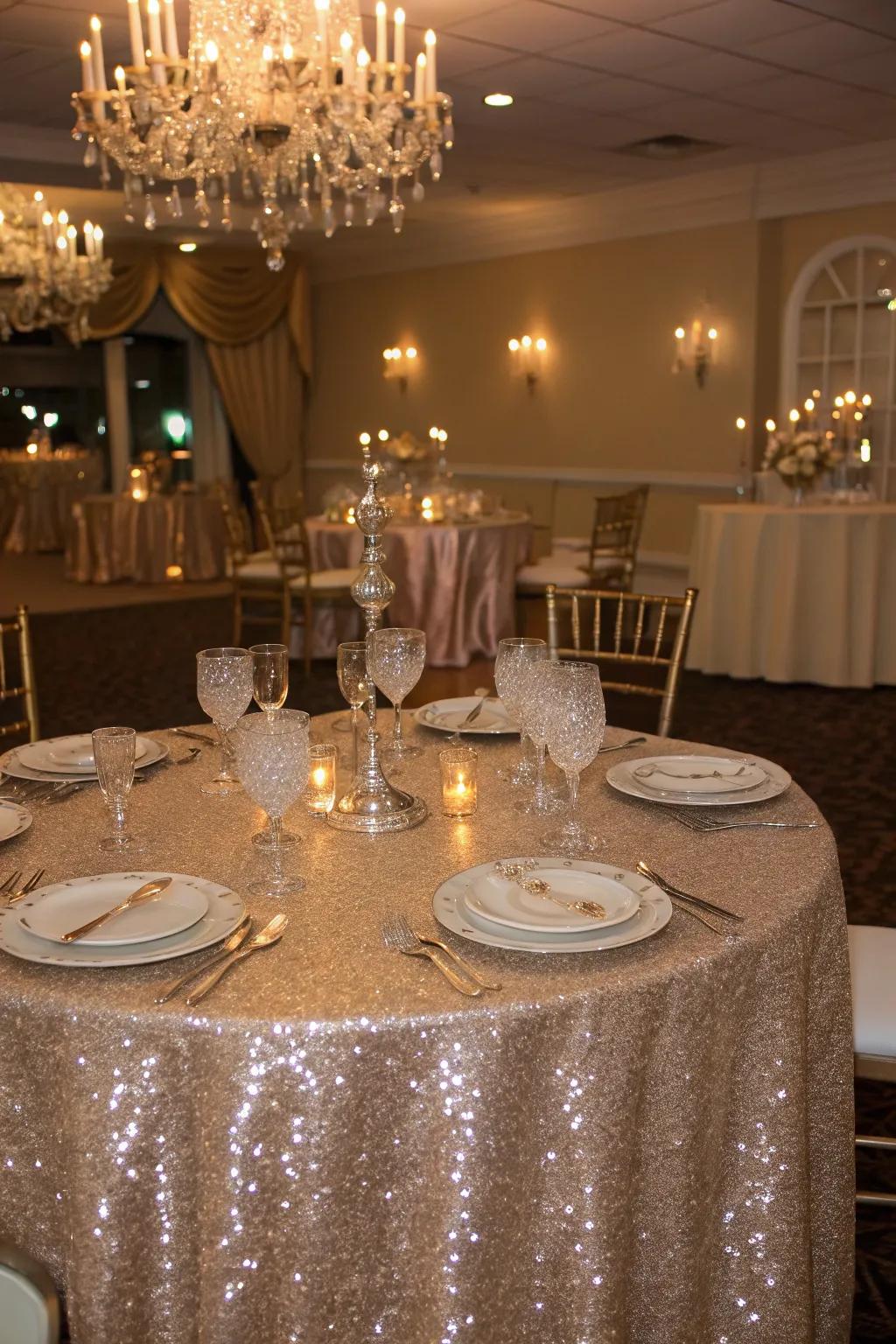 Spangle paths incorporate sparkle and glamour to your table.